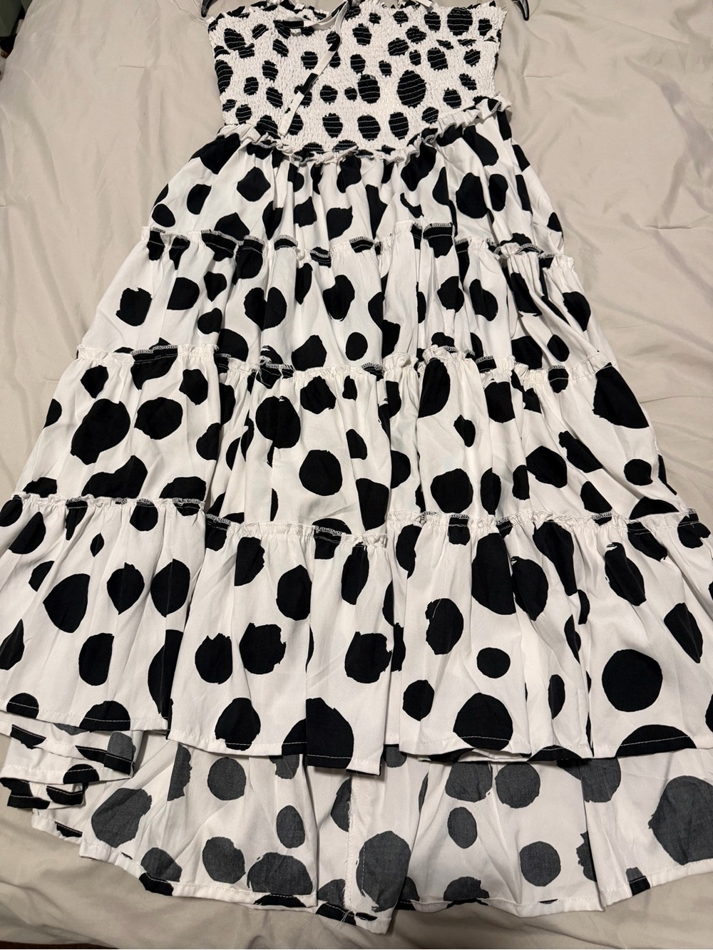 Black and White Polka Dot Tiered Maxi Dress